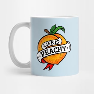 Life Is Peachy Retro Tattoo Style Mug